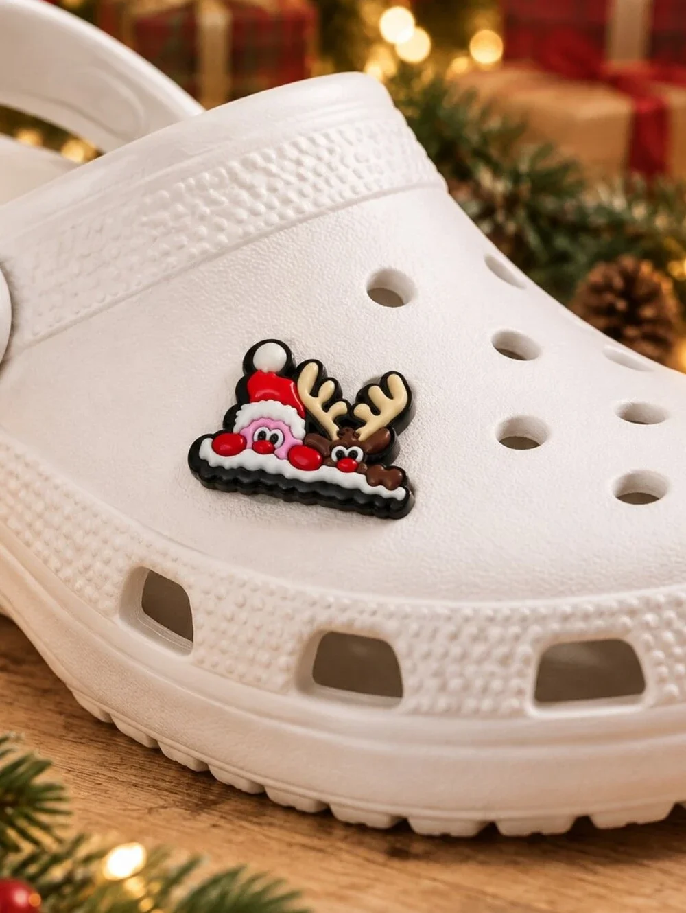 Santa Reindeer Croc Shoe Charm Christmas Rudolph Peeking Holiday Jibbitz Style